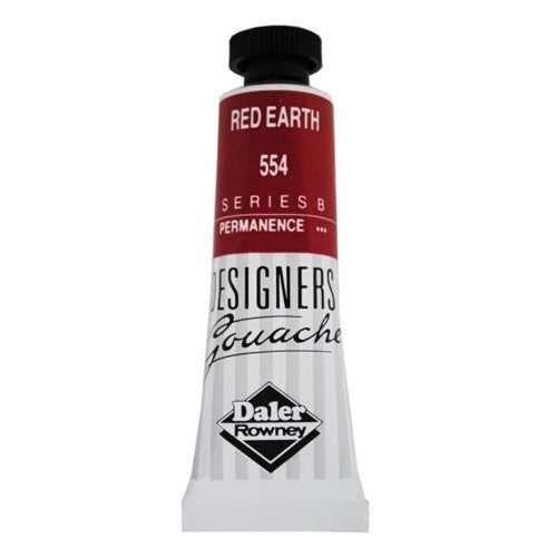 Rowney Gouache 15ml Red Earth tube showcasing vibrant opaque red earth paint, perfect for artists and designers.