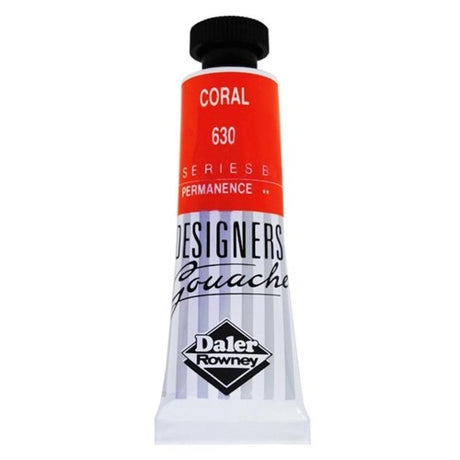 Rowney Gouache 15ml in Coral, vibrant opaque paint for artists with excellent coverage, mixing ability, and fine texture.