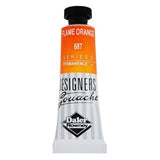 Rowney Gouache 15ml Flame Orange, vibrant artists' paint with excellent coverage, tinting strength, and a fine flowing texture.