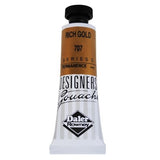 Rowney Gouache in Rich Gold, 15ml, showcasing opaque brilliance and excellent coverage for artists and designers.