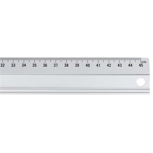 Aluminium ruler 45cm with clear markings for precise measurements, ideal for professionals, students, and hobbyists.