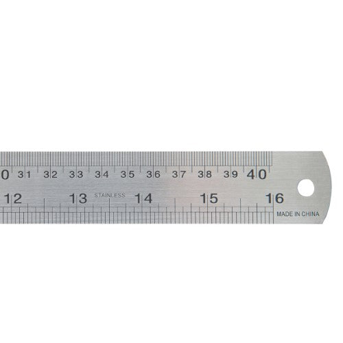 Stainless steel 24" ruler with clear markings for precise measuring, ideal for students and professionals.