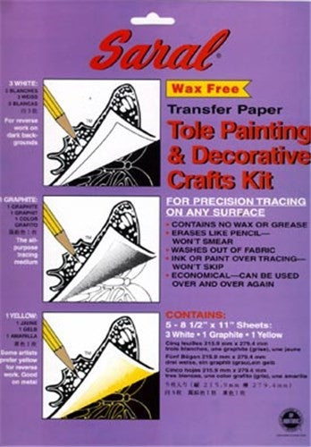 Saral Tole Transfer Kit enables precise design transfers on various surfaces for artists and crafters.