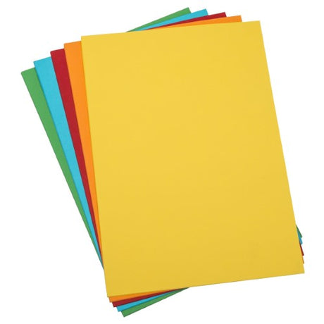 Vibrant A2 75gsm paper pack with 100 sheets in five colors, perfect for office and school projects.