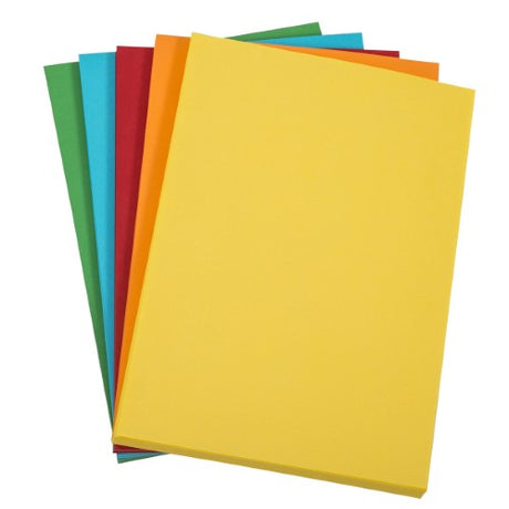 Vibrant A4 75gsm paper pack in 5 colors, perfect for eye-catching projects and presentations.