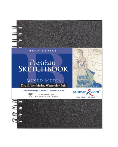 Premium 270gsm sketchpad with spiral binding, perfect for artists using various media, includes 25 durable archival-quality sheets.