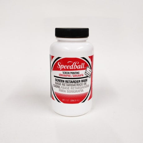 Speedball Retarder Base 8oz bottle for extending drying time of acrylic and water-based inks in screen printing and painting projects.