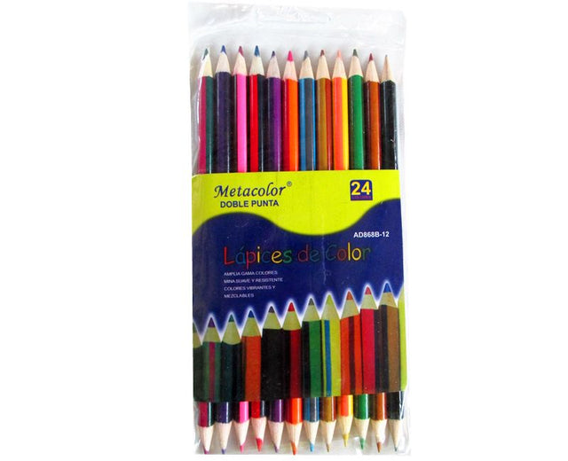 Vibrant double-ended coloring pencils in 12 packs, perfect for artists of all ages, ideal for detailed illustrations and creative projects.