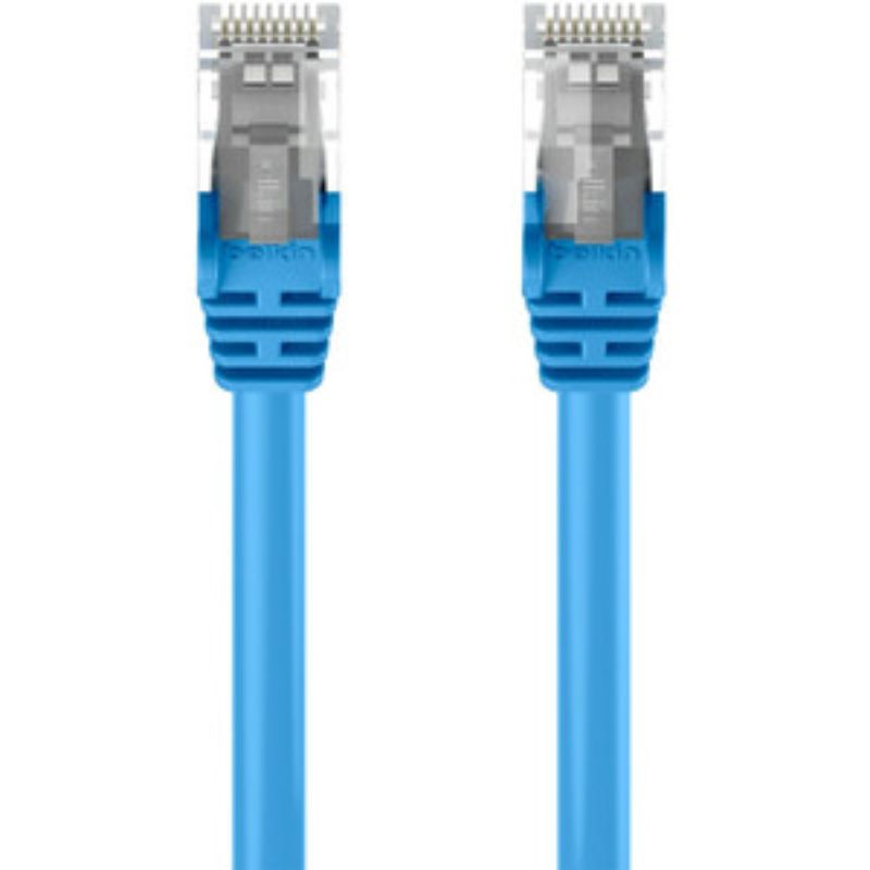 Belkin Cat.6 Patch UTP Network Cable in blue, 2m length, featuring snagless design and RJ-45 connectors for reliable connectivity.