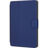 Blue Targus SafeFit folio case for 8.5" tablets, offering military-grade drop protection and versatile viewing angles.