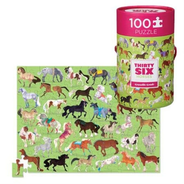 Vibrant 100-piece puzzle featuring 36 illustrated animals, designed for kids aged 5+, promoting learning and fun.