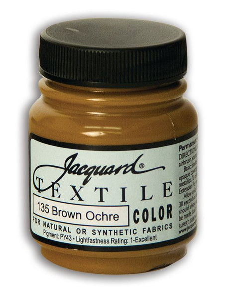 Premium JACQUARD Brown Ochre fabric paint in 66.54ml, ideal for versatile, lasting textile artwork on various surfaces.