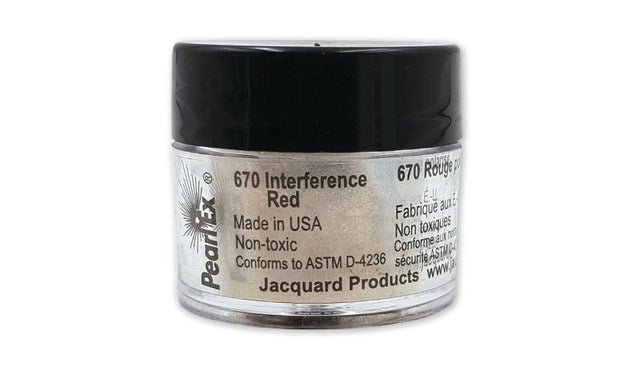 Jacquard PEARL EX Powdered Pigment in INTERFERENCE RED, 3g, for stunning metallic effects on various surfaces.