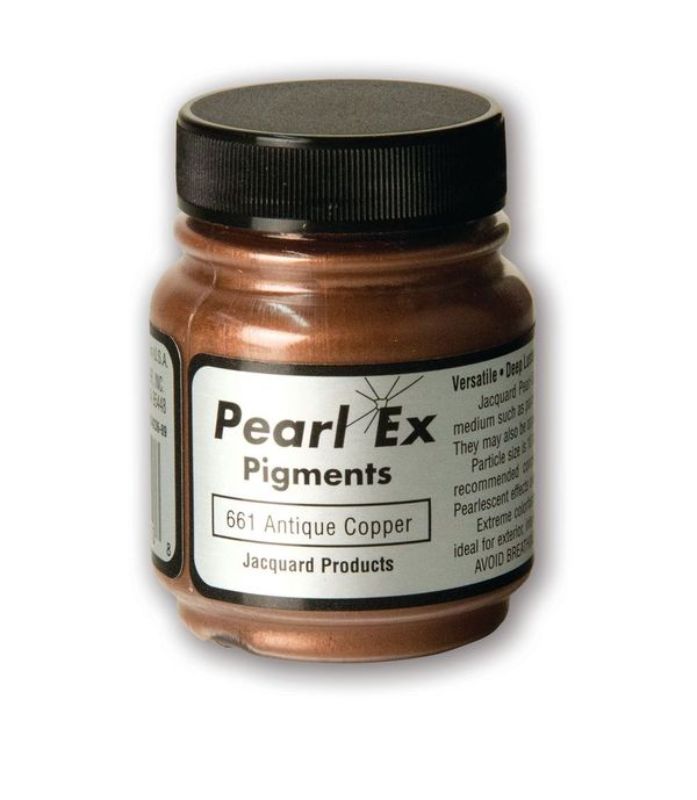 Jacquard Antique Copper Pearl Ex Powdered Pigment, 21.26g, for vibrant metallic and pearlescent art effects on various surfaces.