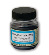 Procion MX Jacquard Turquoise 068 dye powder for vibrant cold water dyeing on cotton, linen, and rayon fabrics.