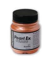 Vibrant scarlet powdered pigment for creating metallic and pearlescent effects in various artistic mediums.