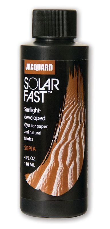 SolarFast Dye in Sepia 111, 118.29ml; photo-reactive dye for creating sun-activated designs on fabric and paper.