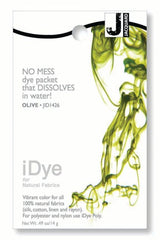 iDye Jacquard Olive 426 (14g) packet for vibrant dyeing on natural fabrics like cotton, linen, and silk. Easy, mess-free application.