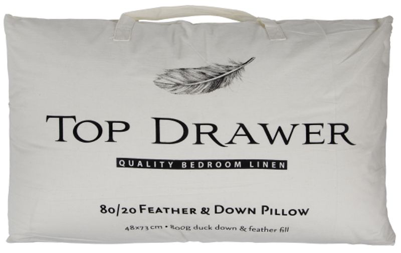 Luxurious 73cm feather down pillow with 80% feather and 20% down for ultimate comfort and support in all sleeping positions.