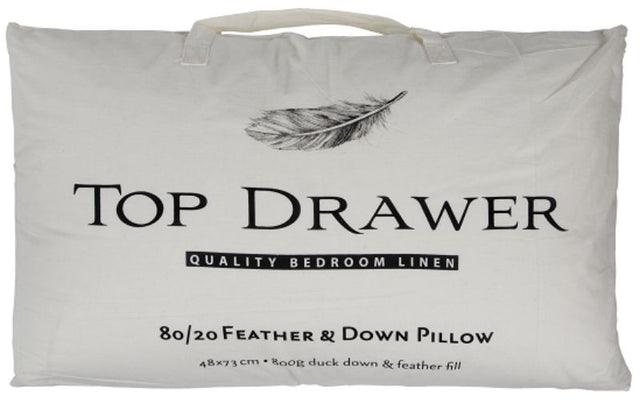 Luxurious 73cm feather down pillow with 80% feather and 20% down for ultimate comfort and support in all sleeping positions.