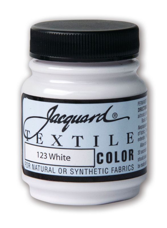 Premium JACQUARD TEXTILE COLOURS WHITE 123 paint, 66.54ml, ideal for vibrant, durable fabric art and versatile applications.