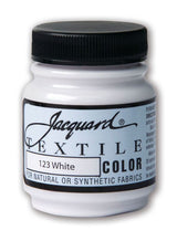 Premium JACQUARD TEXTILE COLOURS WHITE 123 paint, 66.54ml, ideal for vibrant, durable fabric art and versatile applications.