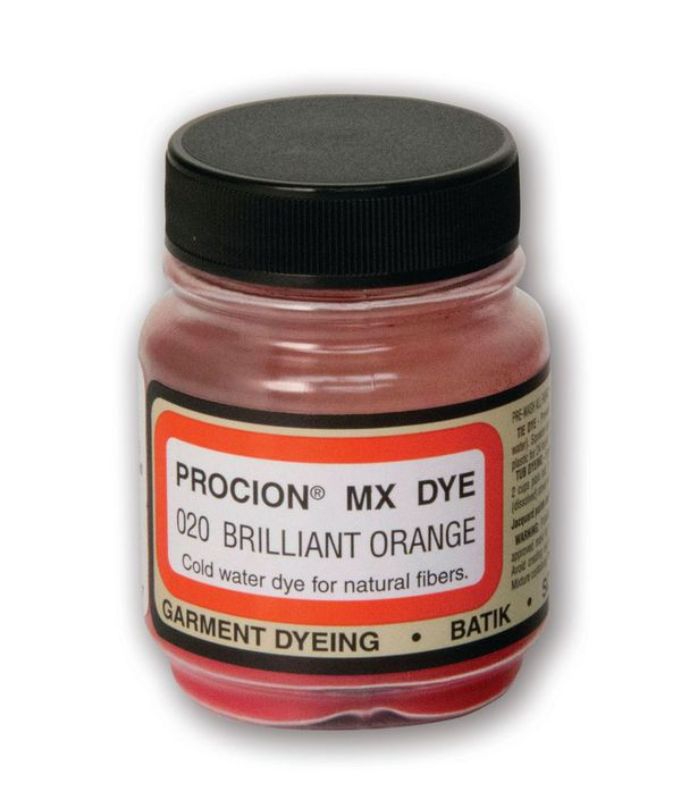 Vibrant 18.71g PROCION MX dye in Brilliant Orange, ideal for cold water dyeing on cotton and linen fabrics.