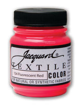 Bright fluorescent red fabric paint in a 66.54ml bottle, ideal for versatile textile art and projects on various surfaces.