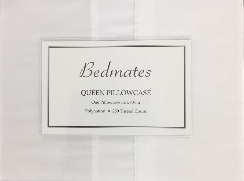 Pillowcase - Bedmates QUEEN Polycotton (White)