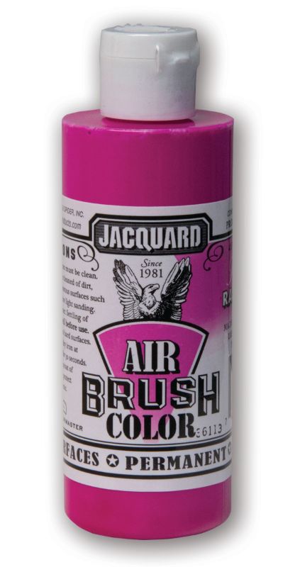 Vibrant JACQUARD FLUORESCENT RASPBERRY airbrush paint in 118.29ml, perfect for diverse surfaces and artistic projects.