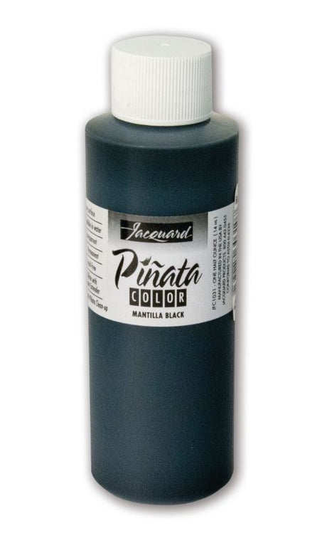 High-quality Jacquard Piñata Mantilla Black alcohol ink in a 118.29ml bottle, perfect for vibrant crafting on various surfaces.