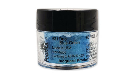 Pearl Ex Duo Blue Green pigment (3g) for versatile metallic and pearlescent effects in various art projects.