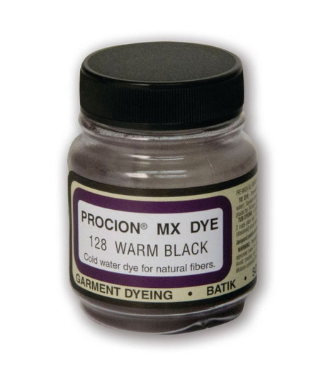 Procion MX Warm Black dye (18.71g) for vibrant fabric dyeing, ideal for tie dye, batik, and various cellulose fibers.