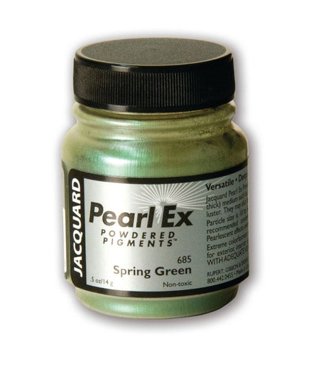 Pearl Ex Powdered Pigment in vibrant Spring Green 685, ideal for art projects with metallic and pearlescent effects.