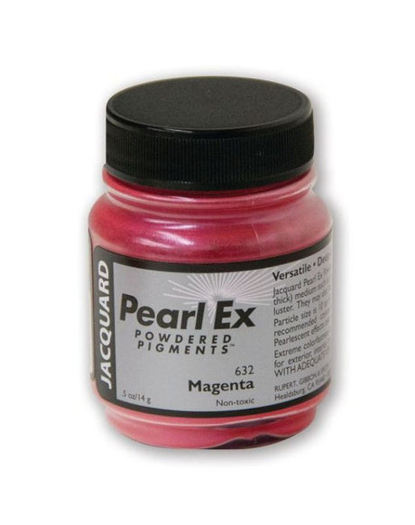 Vibrant Jacquard Magenta 632 powdered pigment, perfect for creating metallic and pearlescent effects in various art applications.