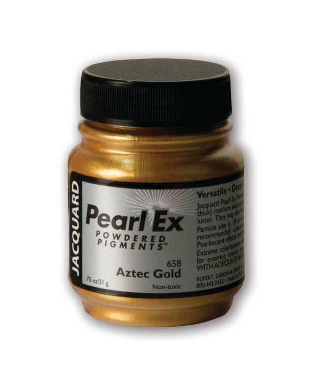 Pearl Ex Powdered Pigment in JACQUARD AZTEC GOLD, versatile for metallic effects in various artistic projects.