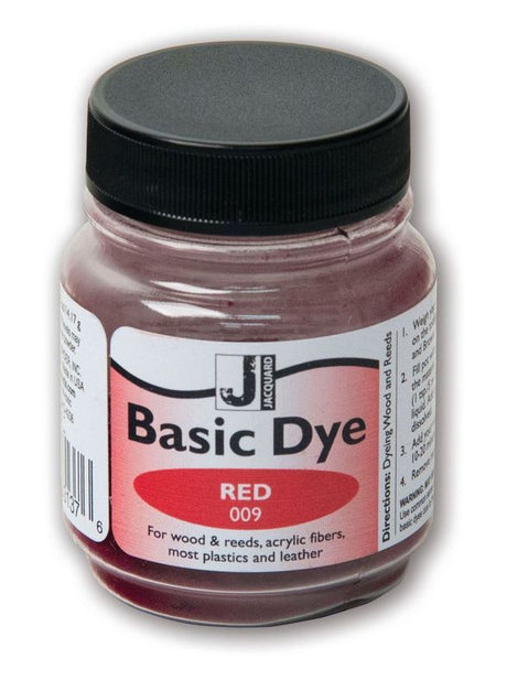 Vibrant Jacquard Red dye for acrylic fibers, wood, and more; perfect for creative projects and cosplay enhancements.