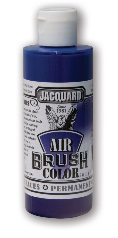 Vibrant Jacquard Bright Blue 502 airbrush paint in 118.29ml, perfect for custom designs on various surfaces.