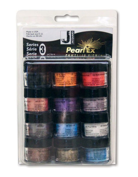 JACQUARD PEARL EX SET SERIES 3: 12 jars of vibrant powdered pigments for stunning metallic and pearlescent art effects.