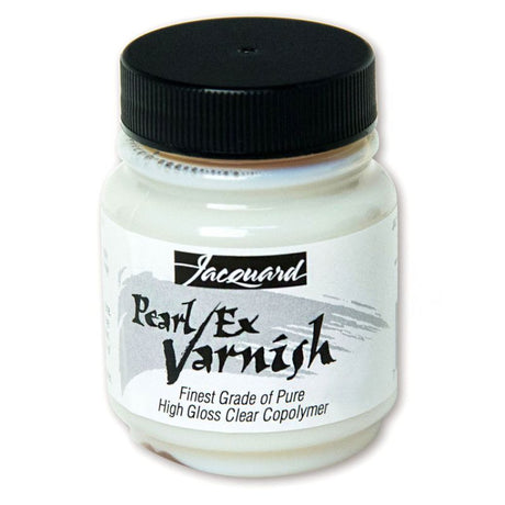 Water-based Pearl Ex Varnish by Jacquard, perfect for enhancing metallic effects on various surfaces. 66.54ml bottle.
