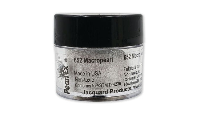 Pearl Ex Powdered Pigment in MACRO PEARL hue, perfect for adding metallic and pearlescent effects to various art mediums.