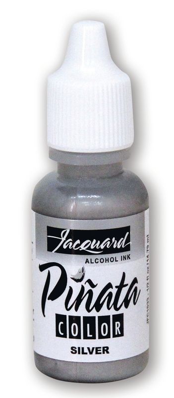 Shiny Jacquard Piñata Alcohol Ink in Silver 033, perfect for vibrant art on glass, metal, and other non-porous surfaces.