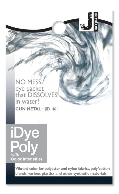 iDye Poly Gun Metal 461 (14g) packet for vibrant dyeing of polyester, nylon, and plastics; ideal for crafts and cosplay.