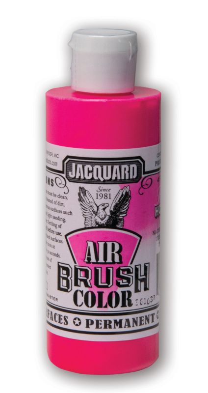 Bright Fluorescent Hot Pink airbrush paint in a 118.29ml bottle, ideal for versatile, vibrant artistic applications.