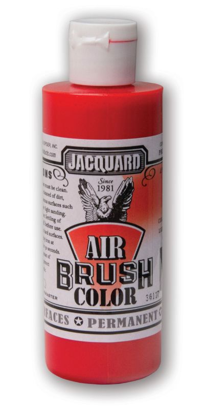 Bright Red Jacquard Airbrush Paint (118.29ml) ideal for versatile artistic applications on various surfaces. Non-toxic and durable.