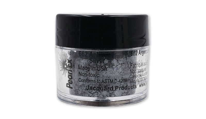 Pearl Ex Powdered Pigment in Antique Silver 662 offers a stunning metallic effect for various artistic mediums.