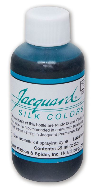 Premium JACQUARD SILK Marine Green dye for silk and protein fibers in a 59.15ml bottle, perfect for vibrant coloring projects.