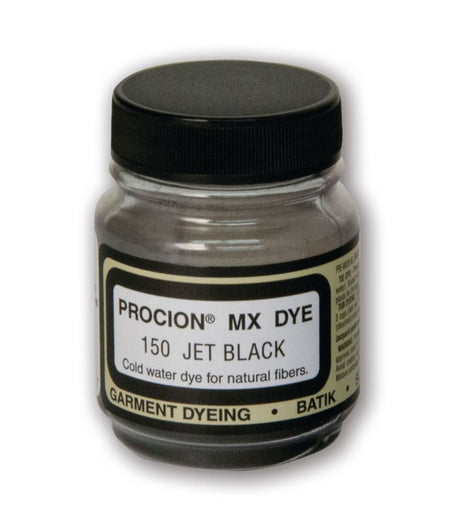 Versatile cold water Procion MX dye in Jet Black, perfect for fabric dyeing techniques like tie dye and batik.