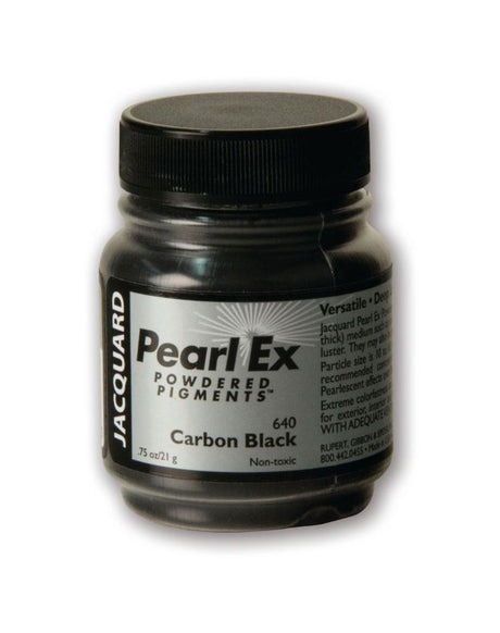 Pearl Ex Carbon Black powdered pigment, 21.26g, ideal for vibrant art, mixing with various materials for unique effects.