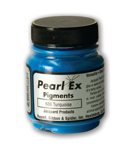 Pearl Ex Powdered Pigment in Turquoise 686, 14g, ideal for metallic effects in art, craft, and DIY projects.